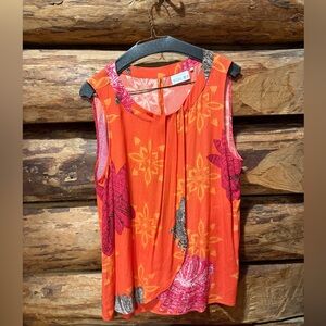 🧡Very nice FOIL 8 Women's Orange Floral Sleeveless Top